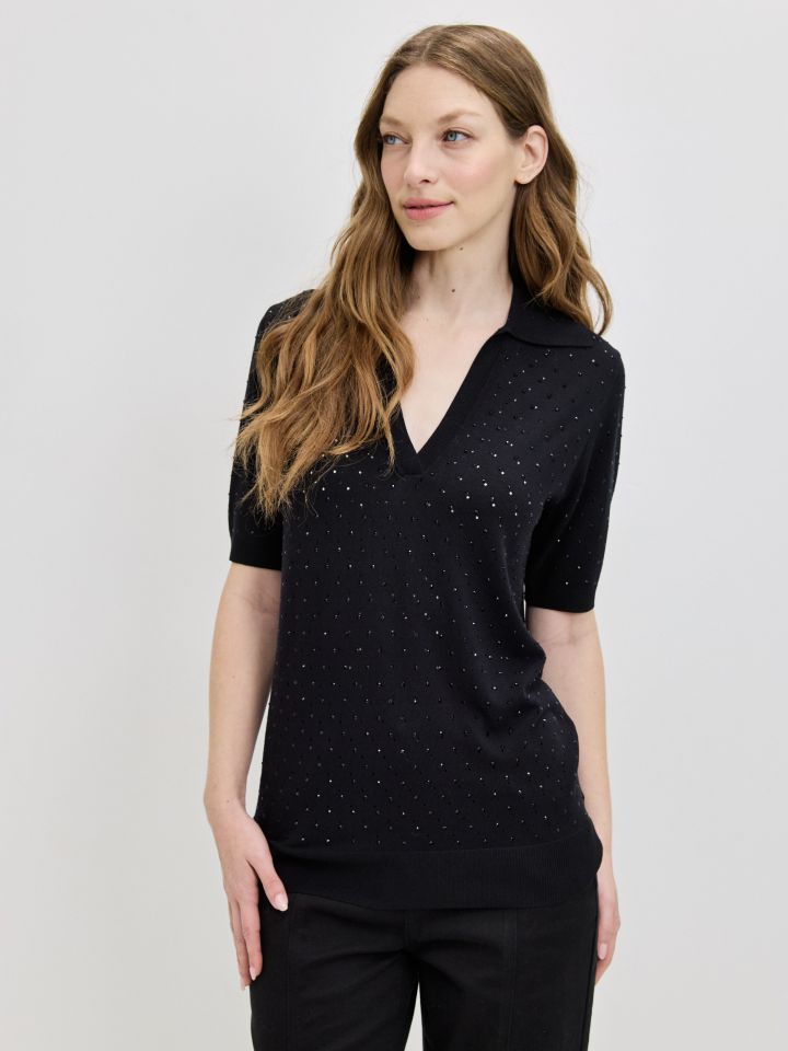 סריג רשת דמוי יהלומים בצבע שחור