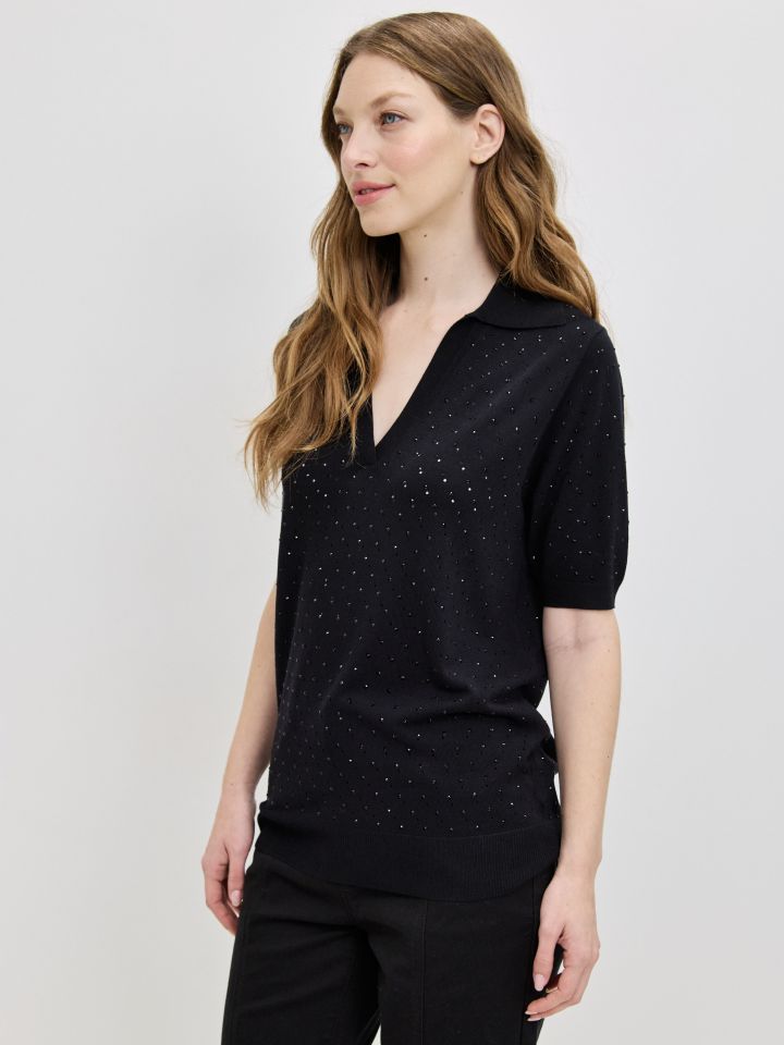 סריג רשת דמוי יהלומים בצבע שחור