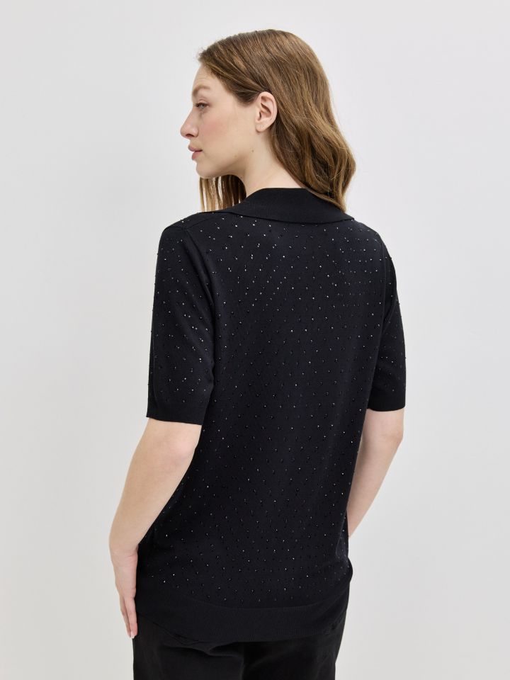 סריג רשת דמוי יהלומים בצבע שחור