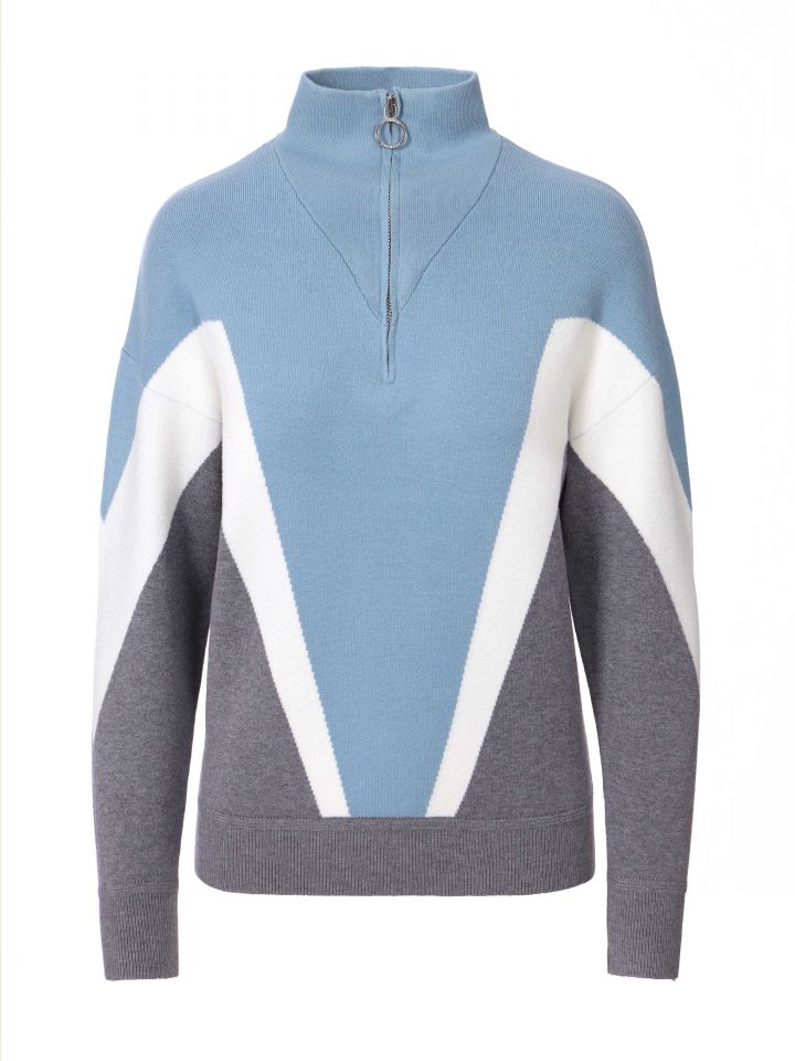 סריג שלובים רוכסן בצבע תכלת