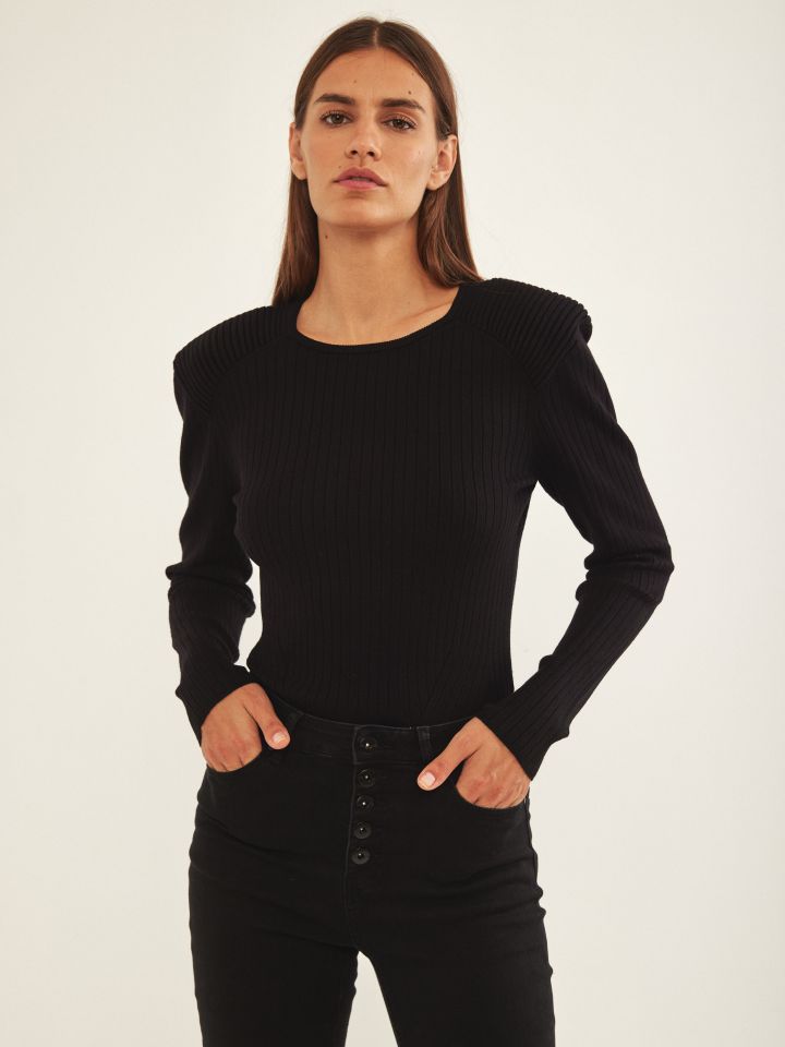 סריג ניקי שילוב סריגות PROMO בצבע שחור