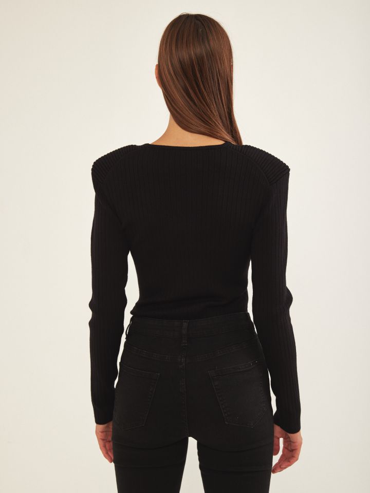 סריג ניקי שילוב סריגות PROMO בצבע שחור