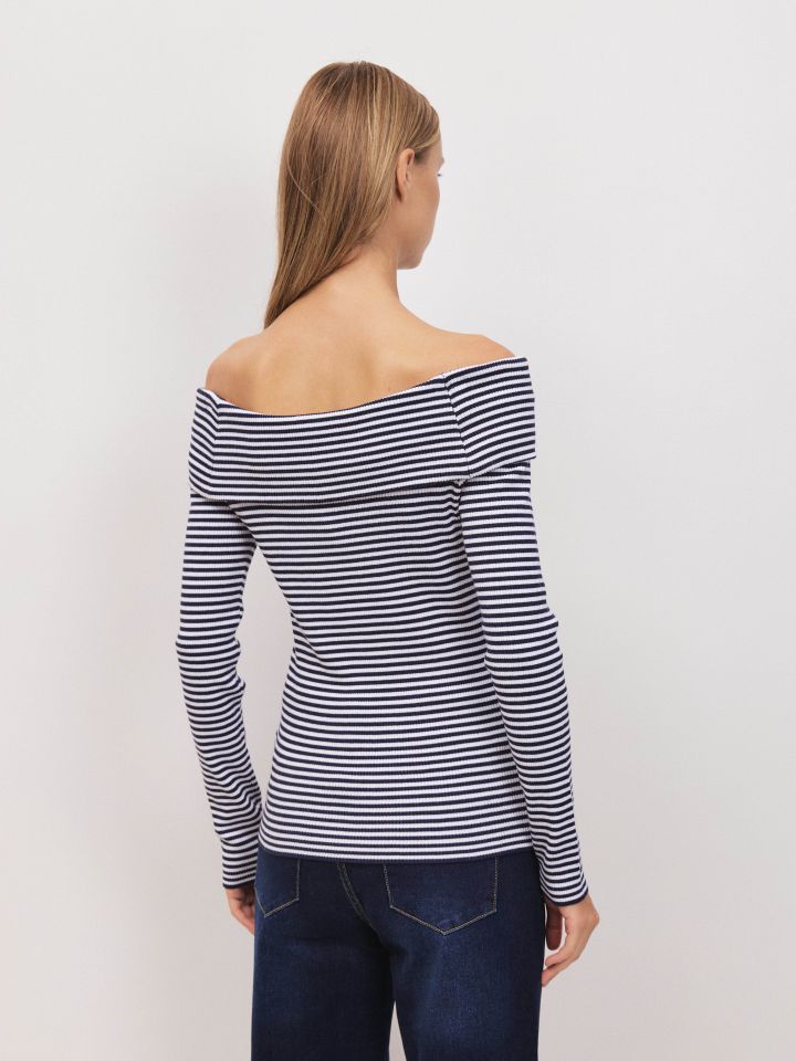 סריג כתפיים חשופות PROMO בצבע נייבי