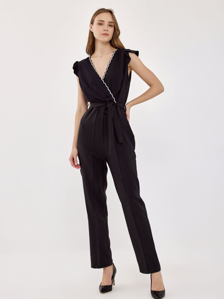 אוברול מעטפה יהלומים בצבע שחור