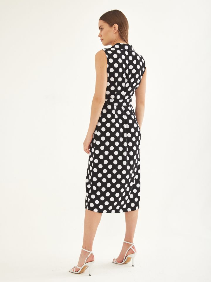 שמלה דפוס חגורה בצבע נקודות