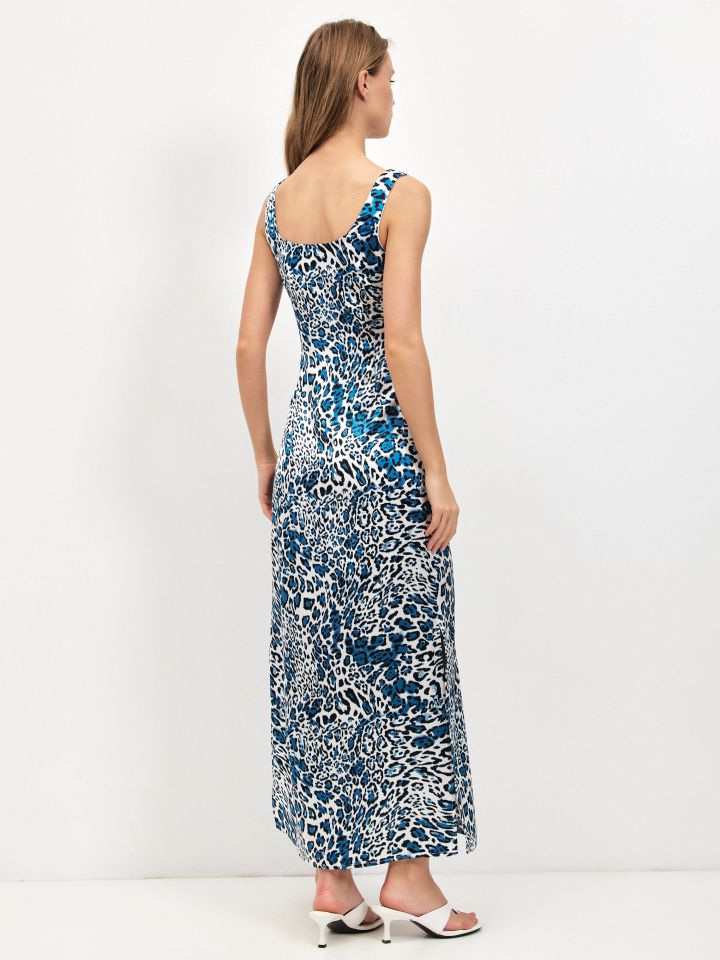 שמלה דפוס סטן PROMO בצבע מנומר