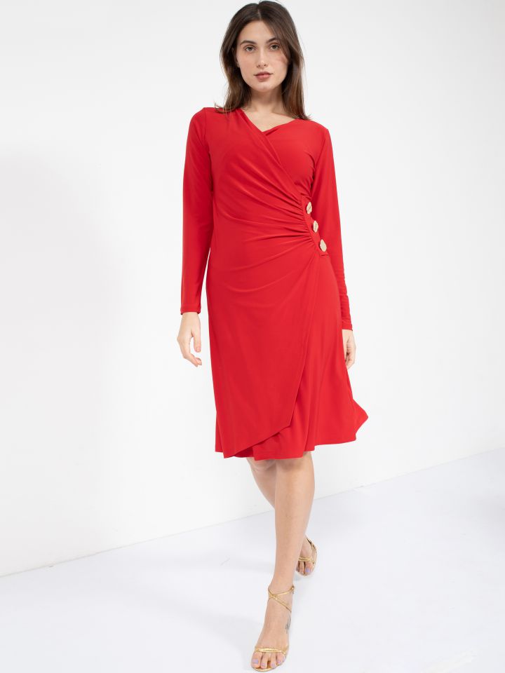 שמלה ניאון מעטפה בצבע אדום
