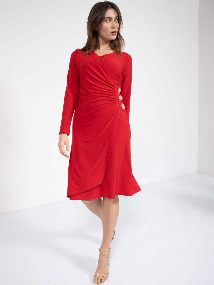 שמלה ניאון מעטפה בצבע אדום