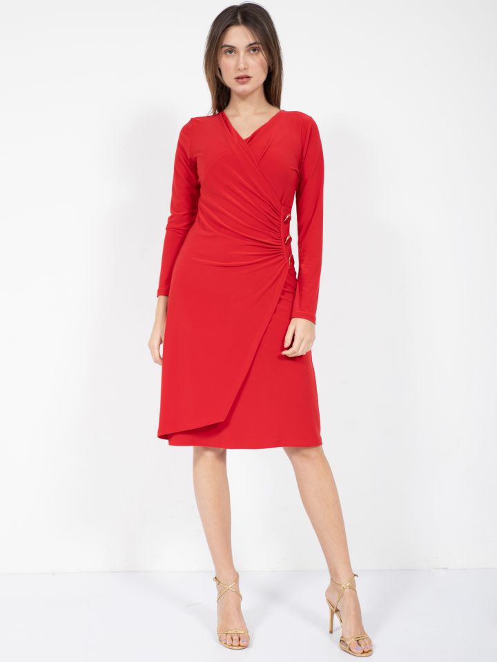 שמלה ניאון מעטפה בצבע אדום