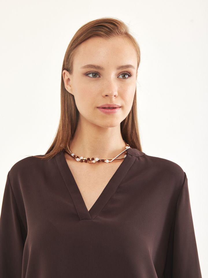 חליפת מכנסיים ROMI בצבע חום