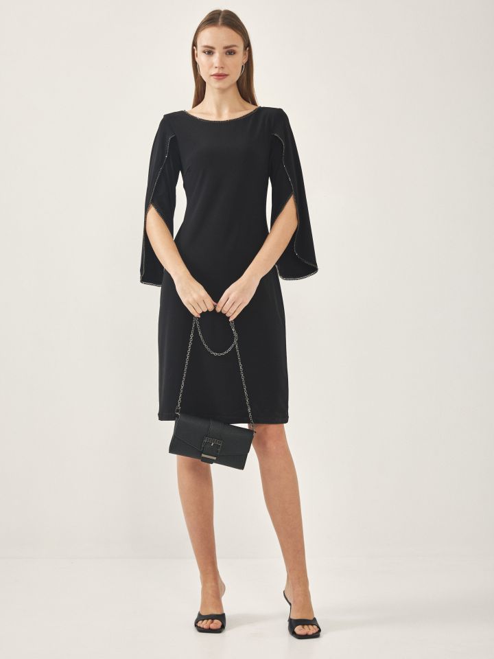 שמלה שילוב יהלומים בצבע שחור