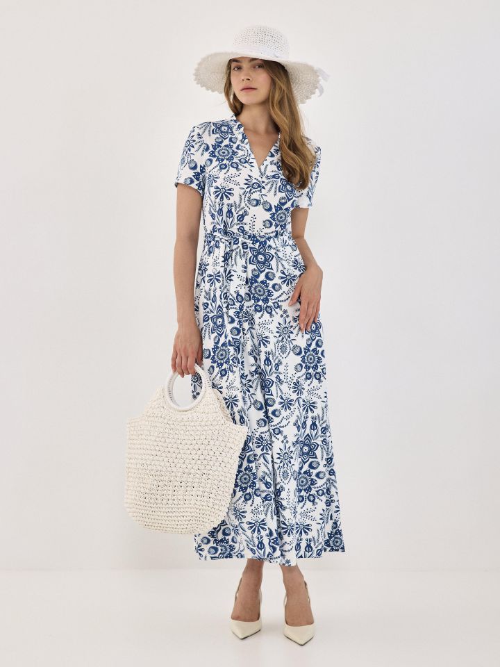 שמלה דפוס שינה חגורה PROMO בצבע פרחוני