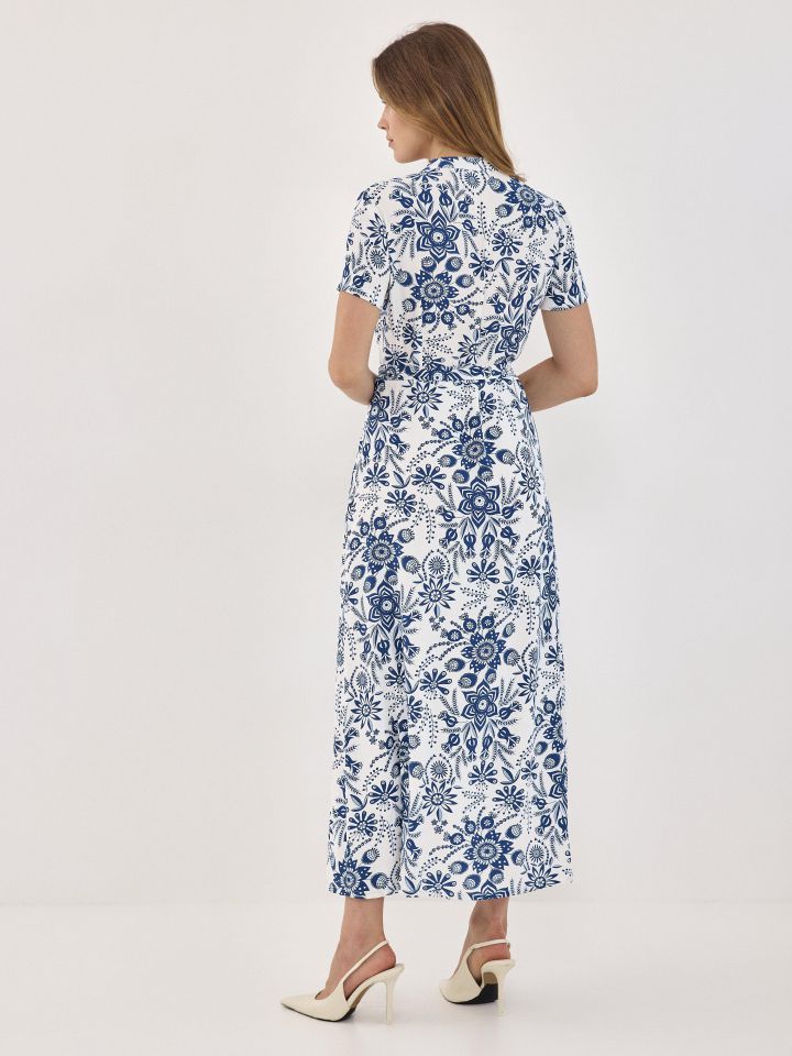 שמלה דפוס שינה חגורה PROMO בצבע פרחוני