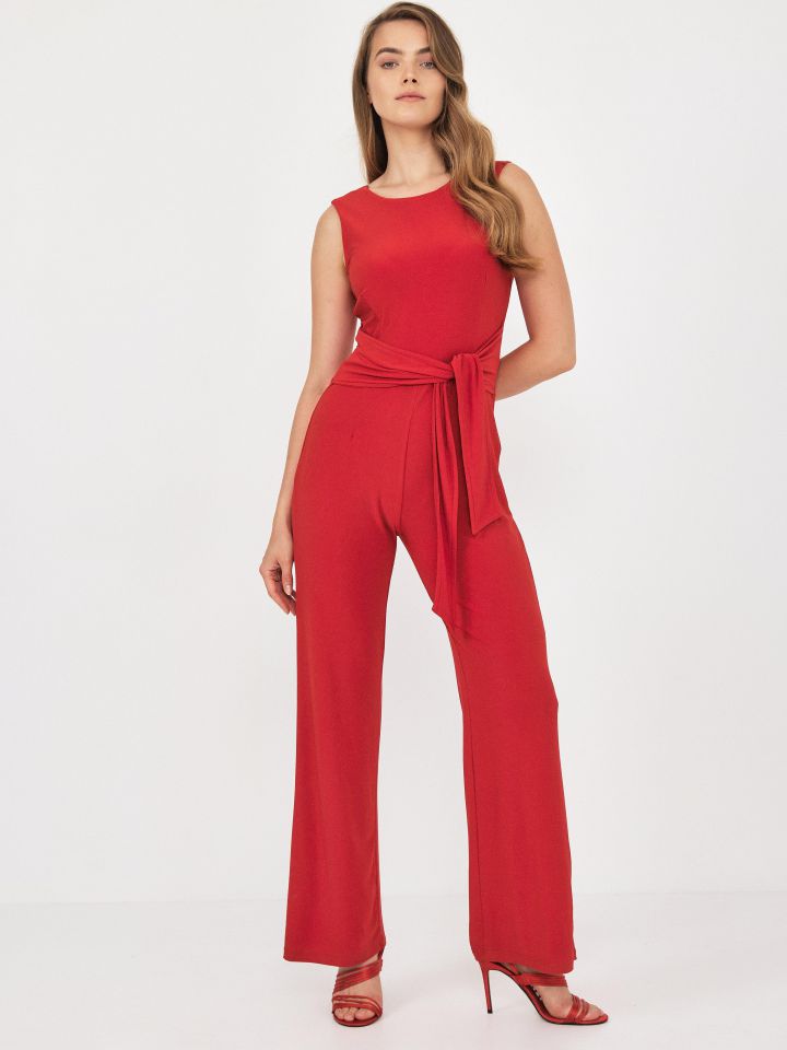 אוברול קשירה בצבע אדום