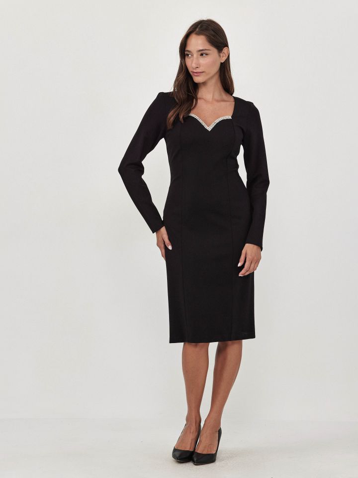 שמלה פתח יהלומים בצבע שחור