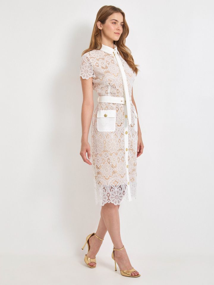 שמלה כפ’ תחרה KONTENTO בצבע אופוויט