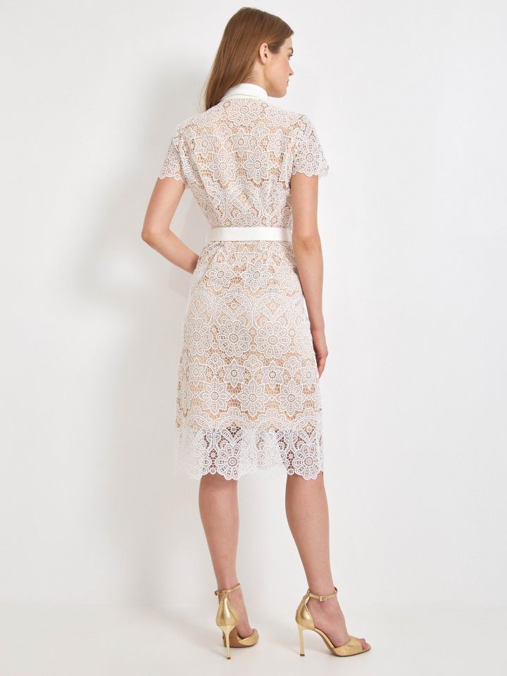 שמלה כפ’ תחרה KONTENTO בצבע אופוויט