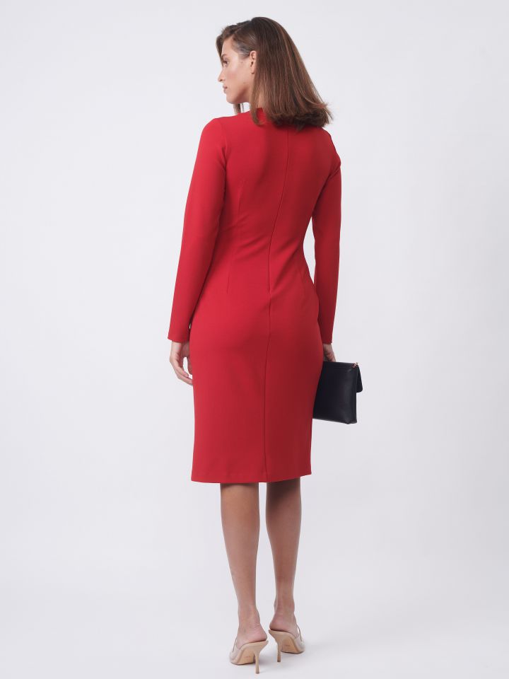 שמלה מעטפה אבזם בצבע בורדו