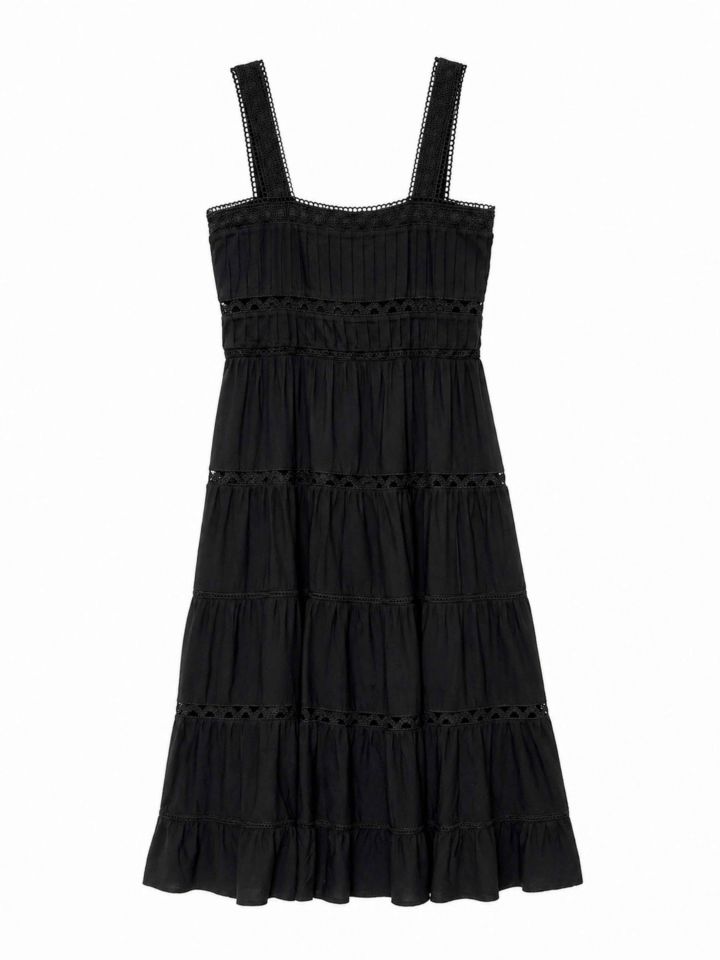 שמלה וואל שילוב קרושה בצבע שחור