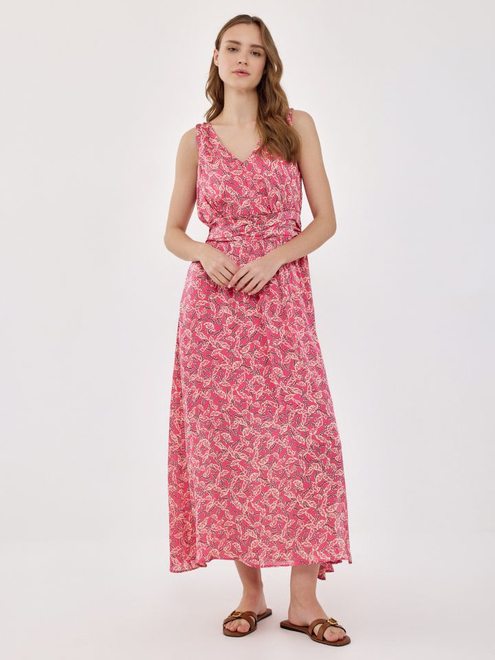 שמלה דפוס PARIS ROMI בצבע ורוד