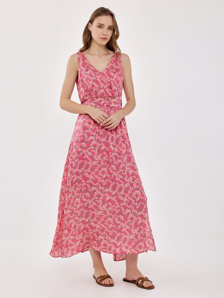 שמלה דפוס PARIS ROMI בצבע ורוד