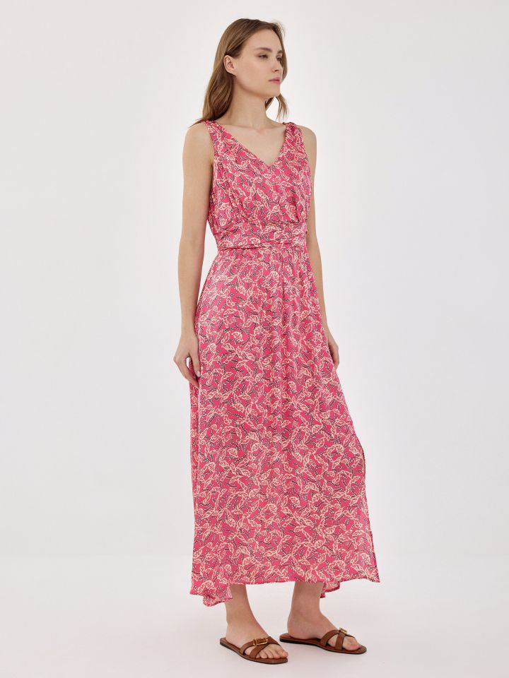 שמלה דפוס PARIS ROMI בצבע ורוד