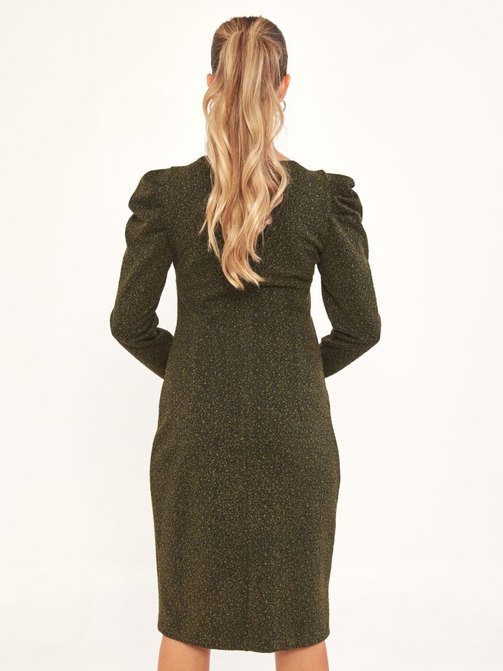 שמלה V בוקלה בצבע זית