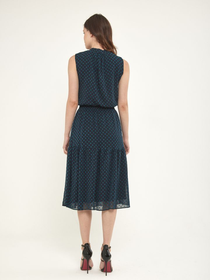 שמלה קשירה דפוס בצבע טורקיז