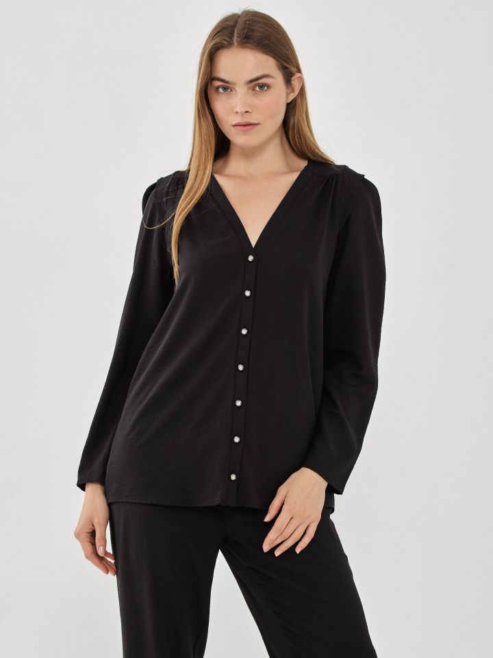 חליפה V כפתורים PARIS בצבע שחור