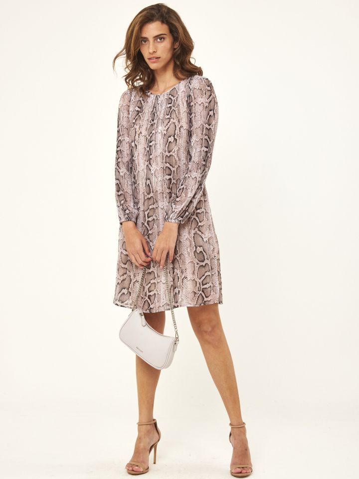 שמלה פליסה דפוס SNAKE בצבע נחש