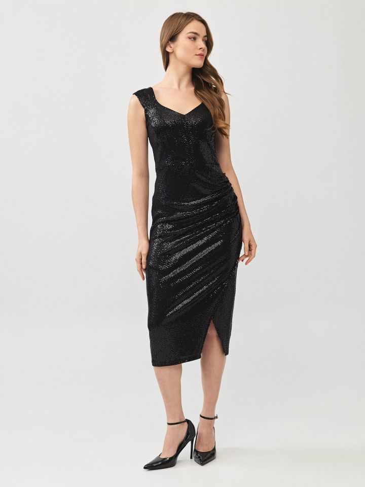 שמלה לורקס מעטפה בצבע שחור