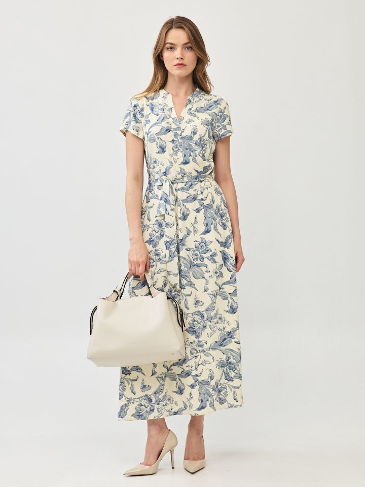 שמלה דפוס חגורה PROMO בצבע פרחוני