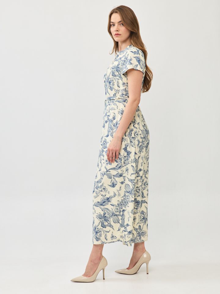 שמלה דפוס חגורה PROMO בצבע פרחוני