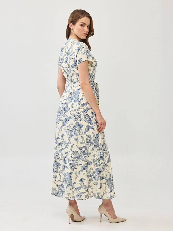 שמלה דפוס חגורה PROMO בצבע פרחוני