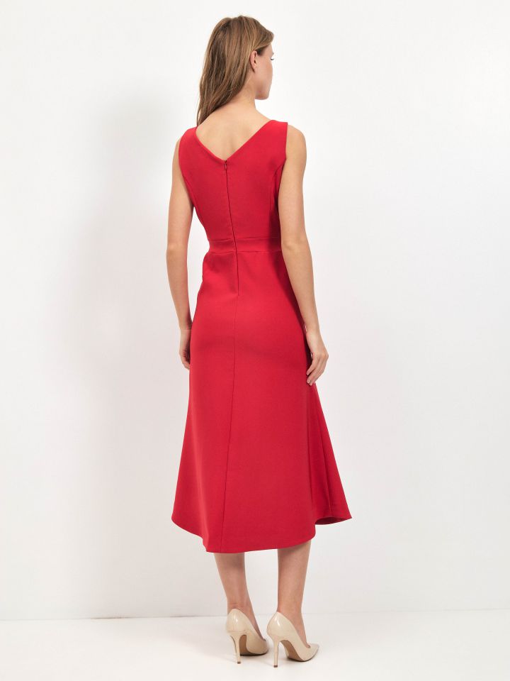 שמלה פתח רוכסן + שליץ בצבע אדום