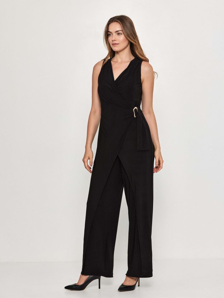 אוברול אבזם צד בצבע שחור