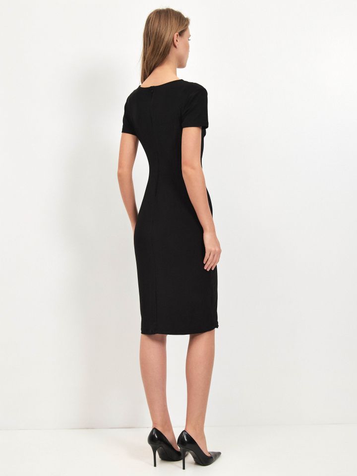 שמלה מעטפה דמוי יהלומים בצבע שחור