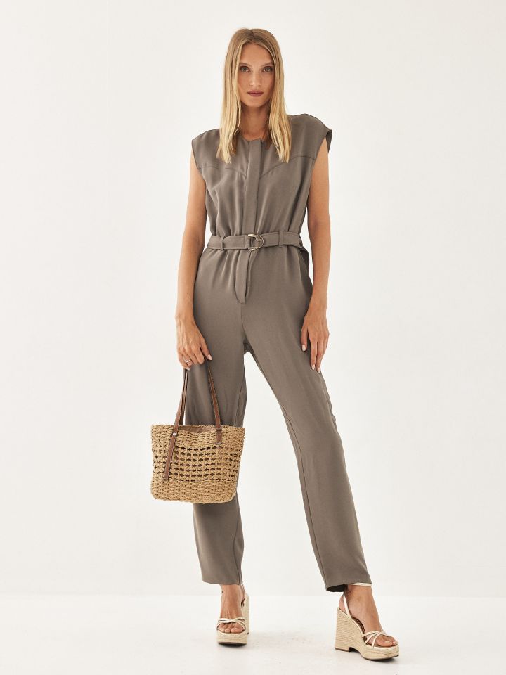 אוברול + חגורה בצבע זית