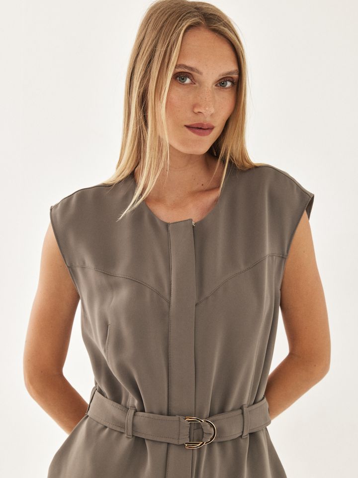 אוברול + חגורה בצבע זית