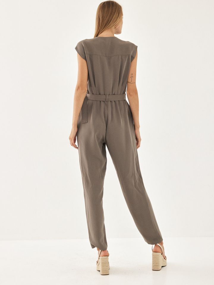 אוברול + חגורה בצבע זית