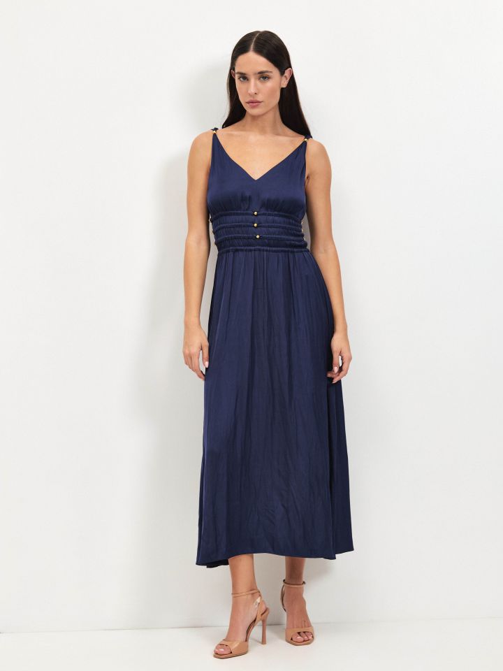 שמלה שילוב חרוזים בצבע נייבי