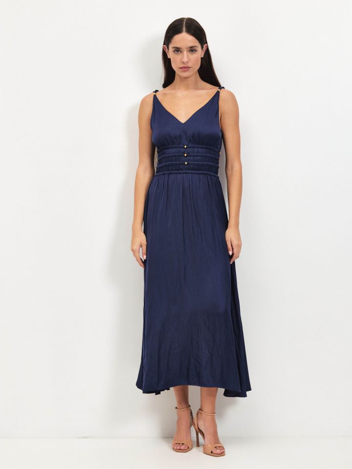 שמלה שילוב חרוזים בצבע נייבי