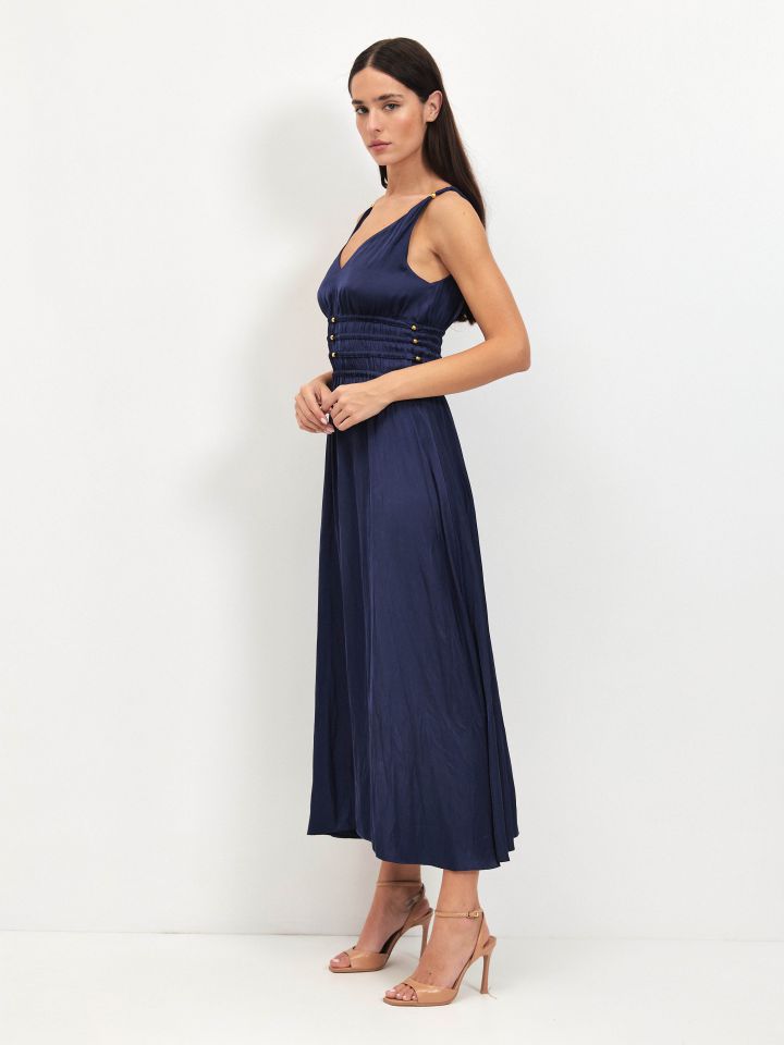 שמלה שילוב חרוזים בצבע נייבי