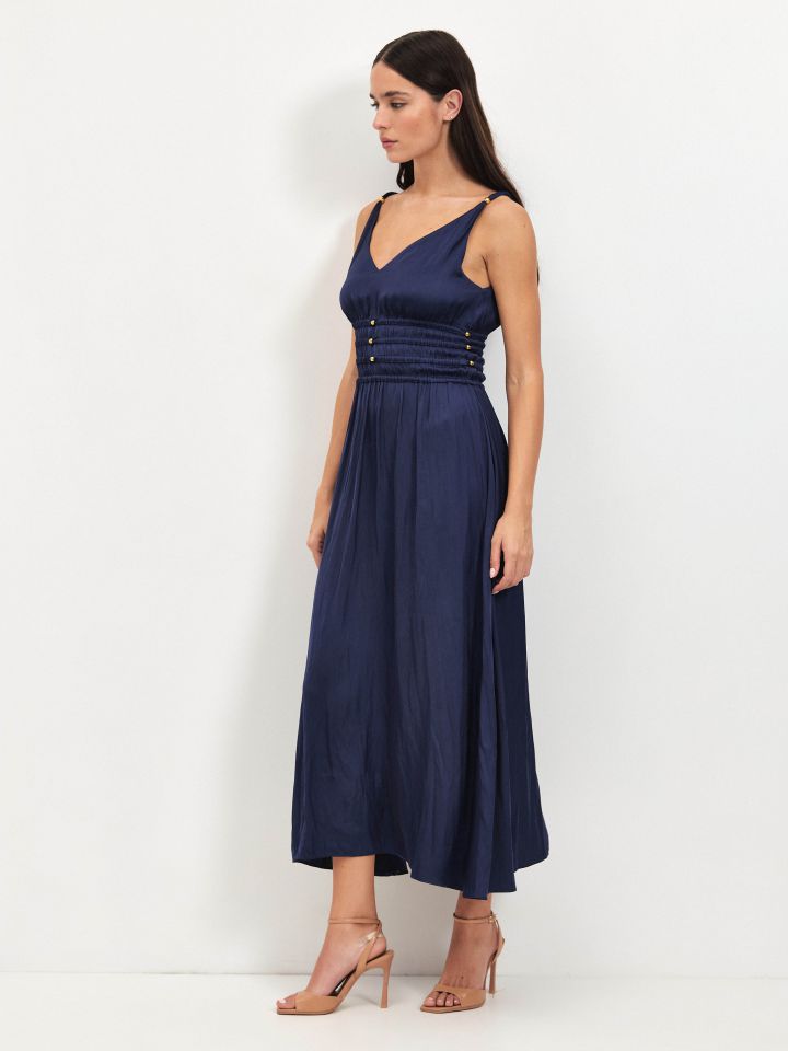 שמלה שילוב חרוזים בצבע נייבי