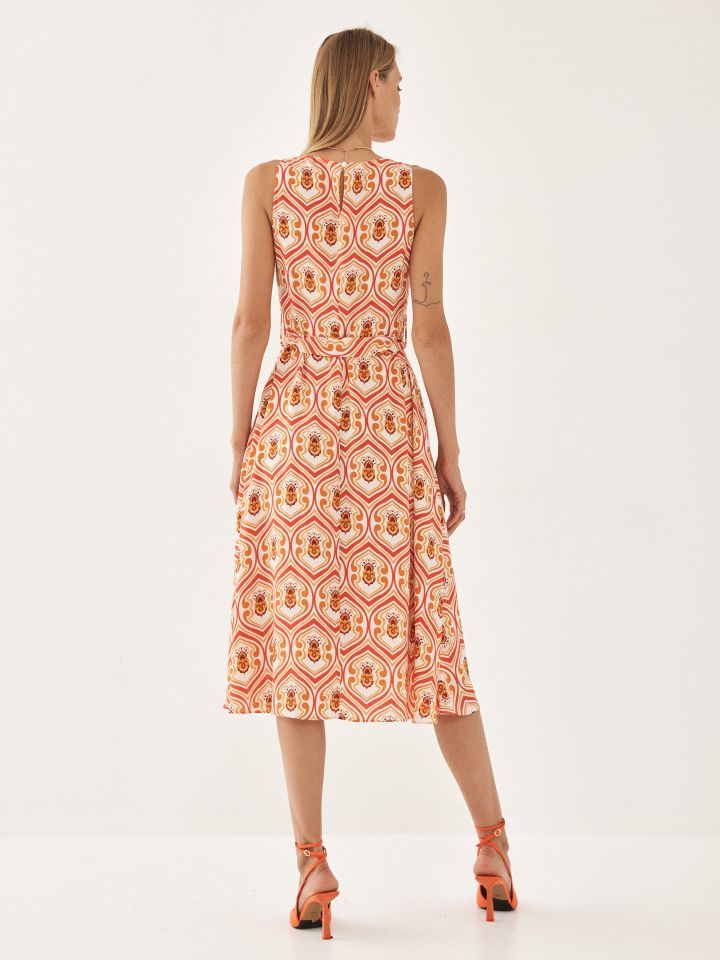 שמלה דפוס קלוש PROMO בצבע כתום