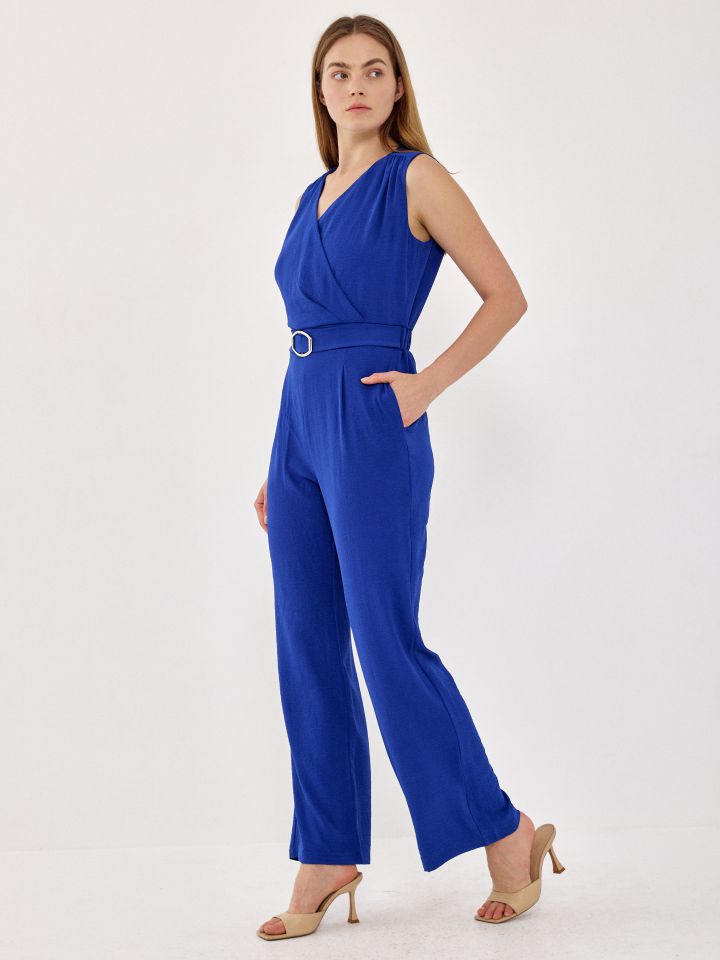 אוברול אבזם בצבע כחול