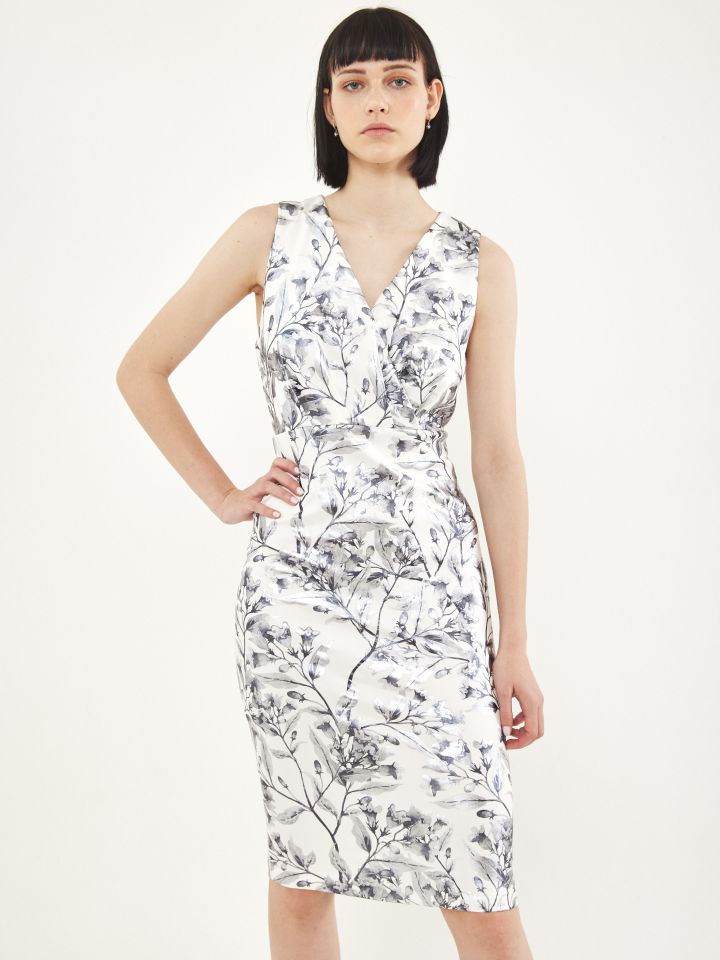 שמלה דפוס פוייל מעטפה בצבע לבן