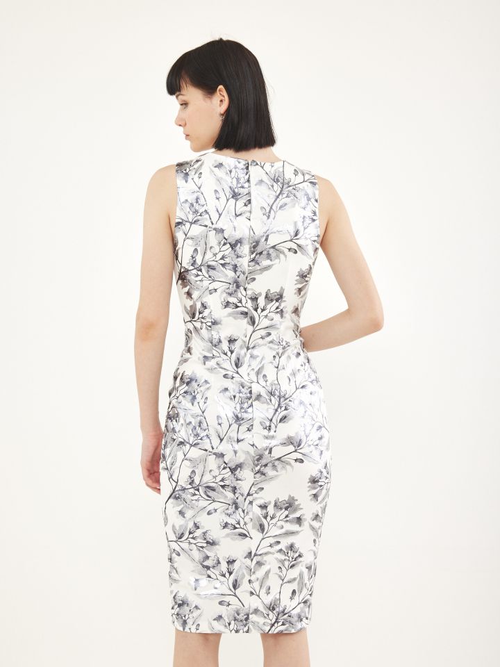 שמלה דפוס פוייל מעטפה בצבע לבן