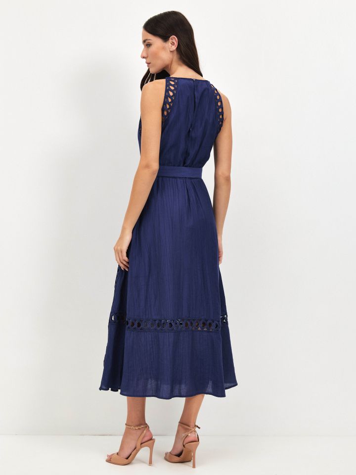 שמלה מראה פישתן שילוב קרושה בצבע כחול אינדיגו