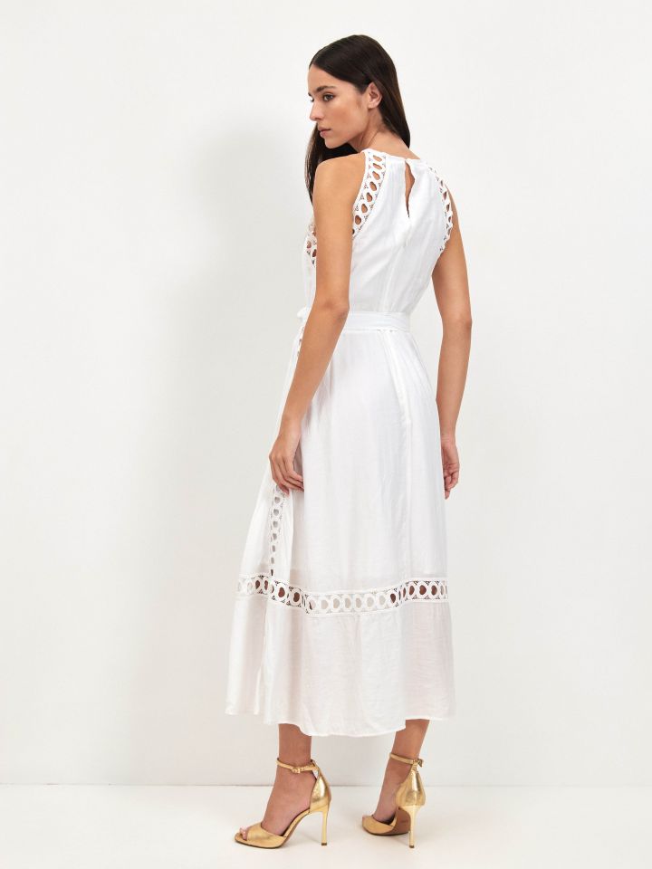 שמלה מראה פישתן שילוב קרושה בצבע שמנת